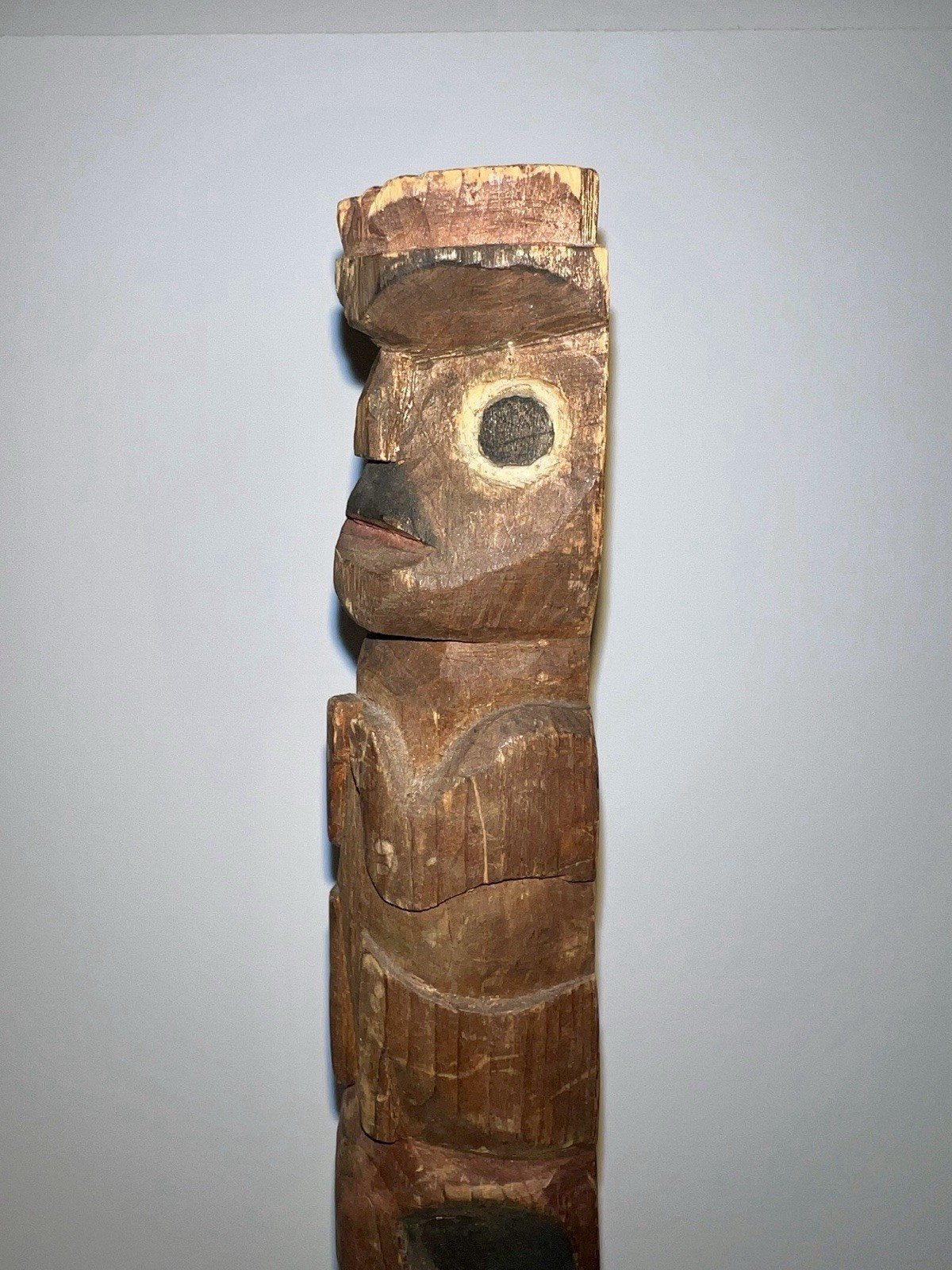 Native American Indian Pacific Northwest Coast Wood Cavred Totem; 13 1/2" Tall