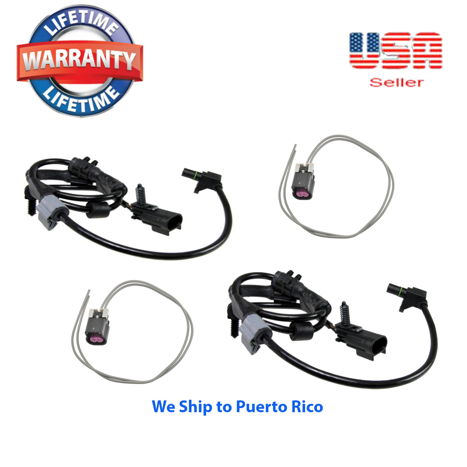 2 ABS wheel speed sensor Front Right & Left +CONNECTOR FOR Trailblazer 2002-2009