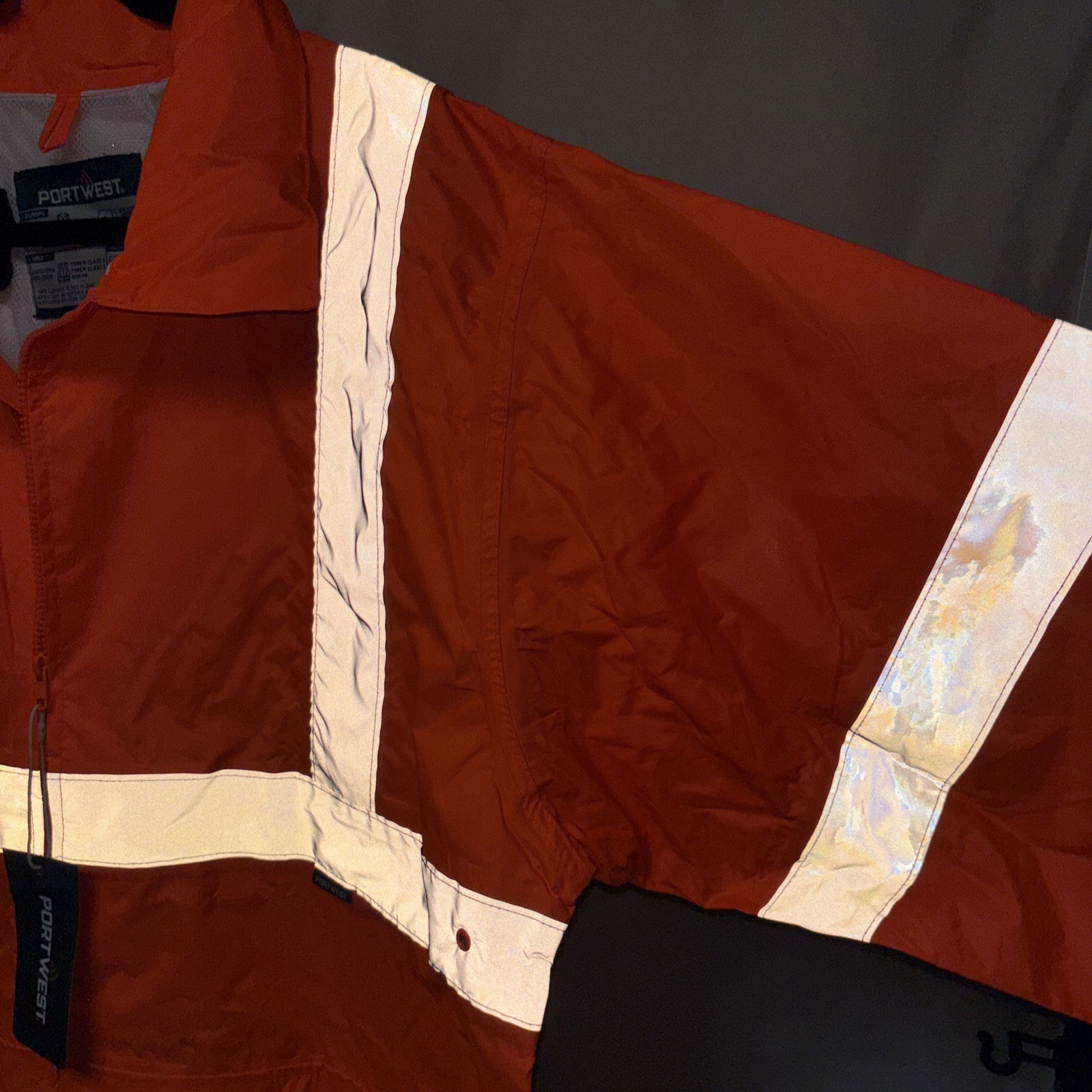 Portwest UH440 Hi-Vis Orange Rain Jacket XL Reflective Work Safety Logo