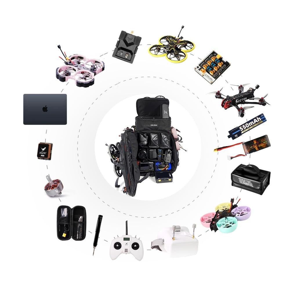 HGLRC FPV Drone Backpack Case Shoulder Bag for 36cm/26cm/53cm, black