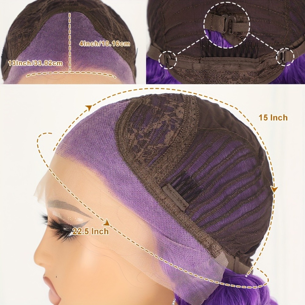 Purple Lace Front Wigs Long Deep Wave Hair Pre Plucked Natural Hairline Glueless