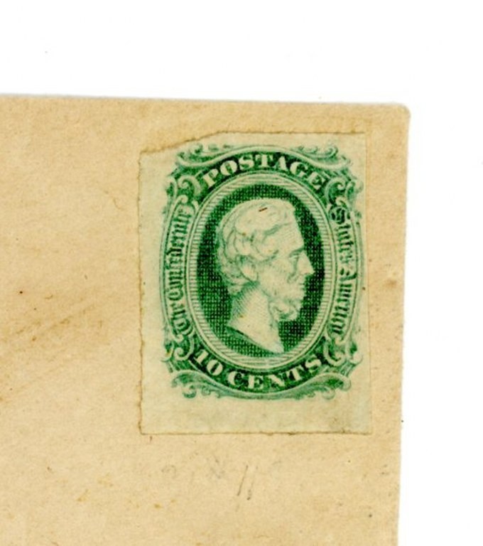 Confederate State Cover Scott # 11e - Green Color - Unused - CV=$900.00 (8-C259)