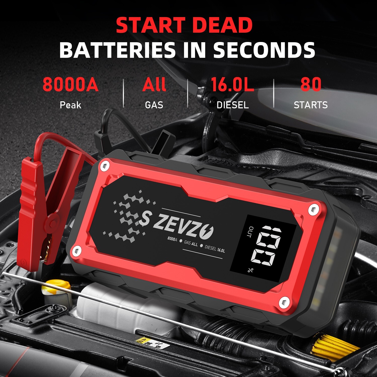 8000A Jump Starter Portable 12V Car Battery Booster Power Bank Pack Charger