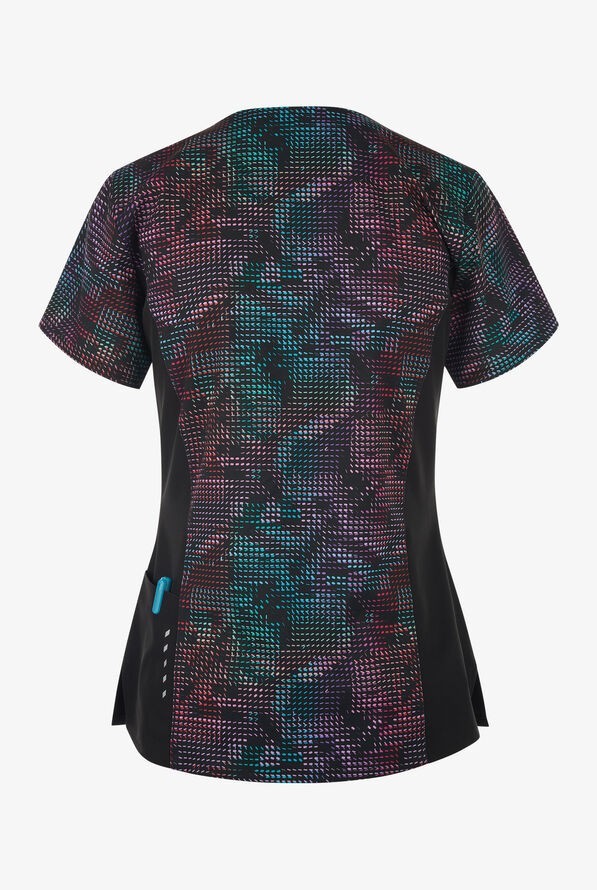 BARCO ONE WOMENS STRECTH 4 POCKET PRINT TOP PRISMATIC LIGHTS IN ALL SIZES NWT