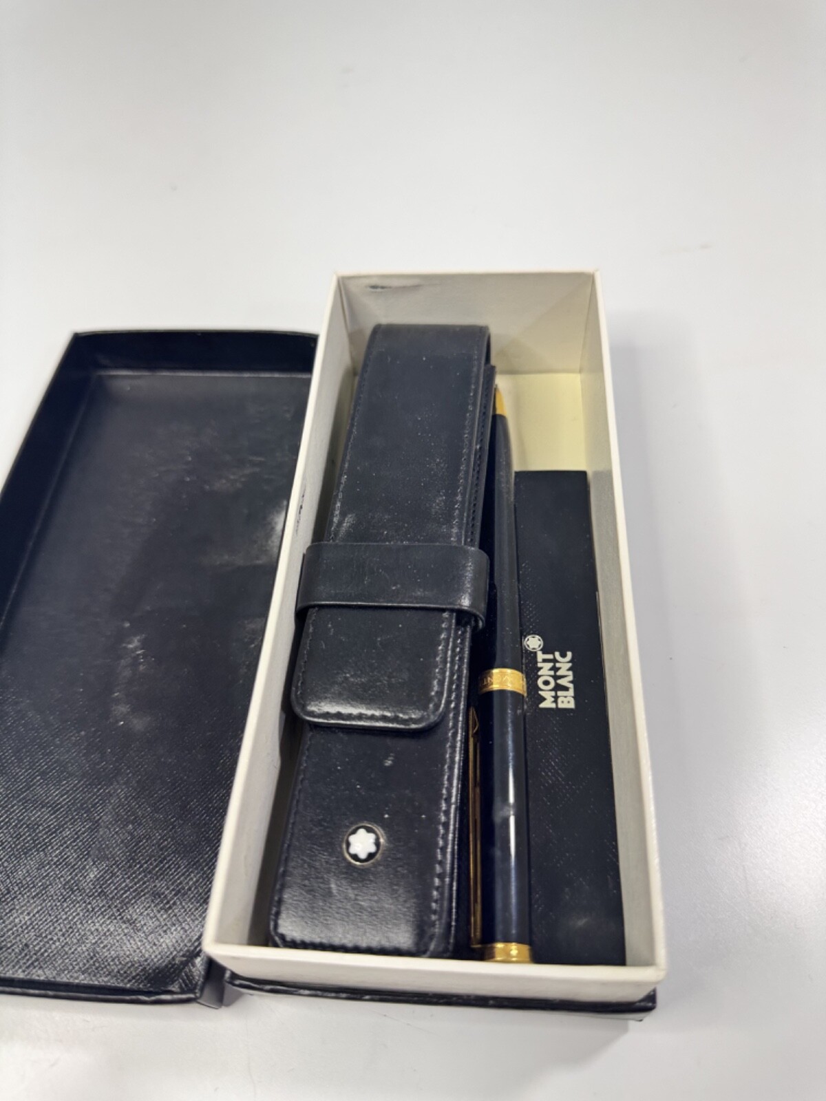 Montblanc Meisterstück Mechanical Pencil Gold Trim Leather Case & Box- Pre-Owned