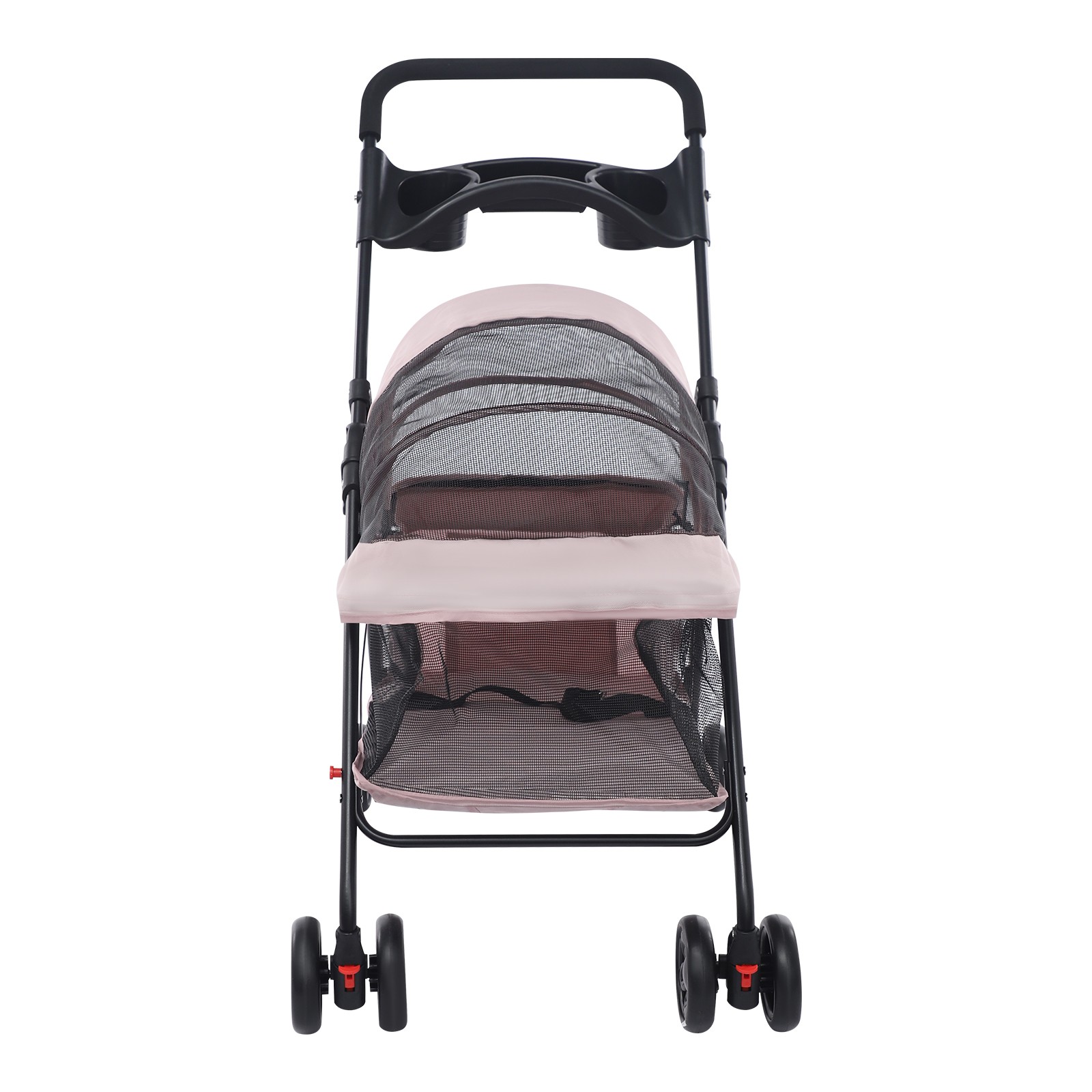 Dog Cat Stroller Pet Travel Carriage 4 Wheels Foldable Pets Carrier Cart PINK