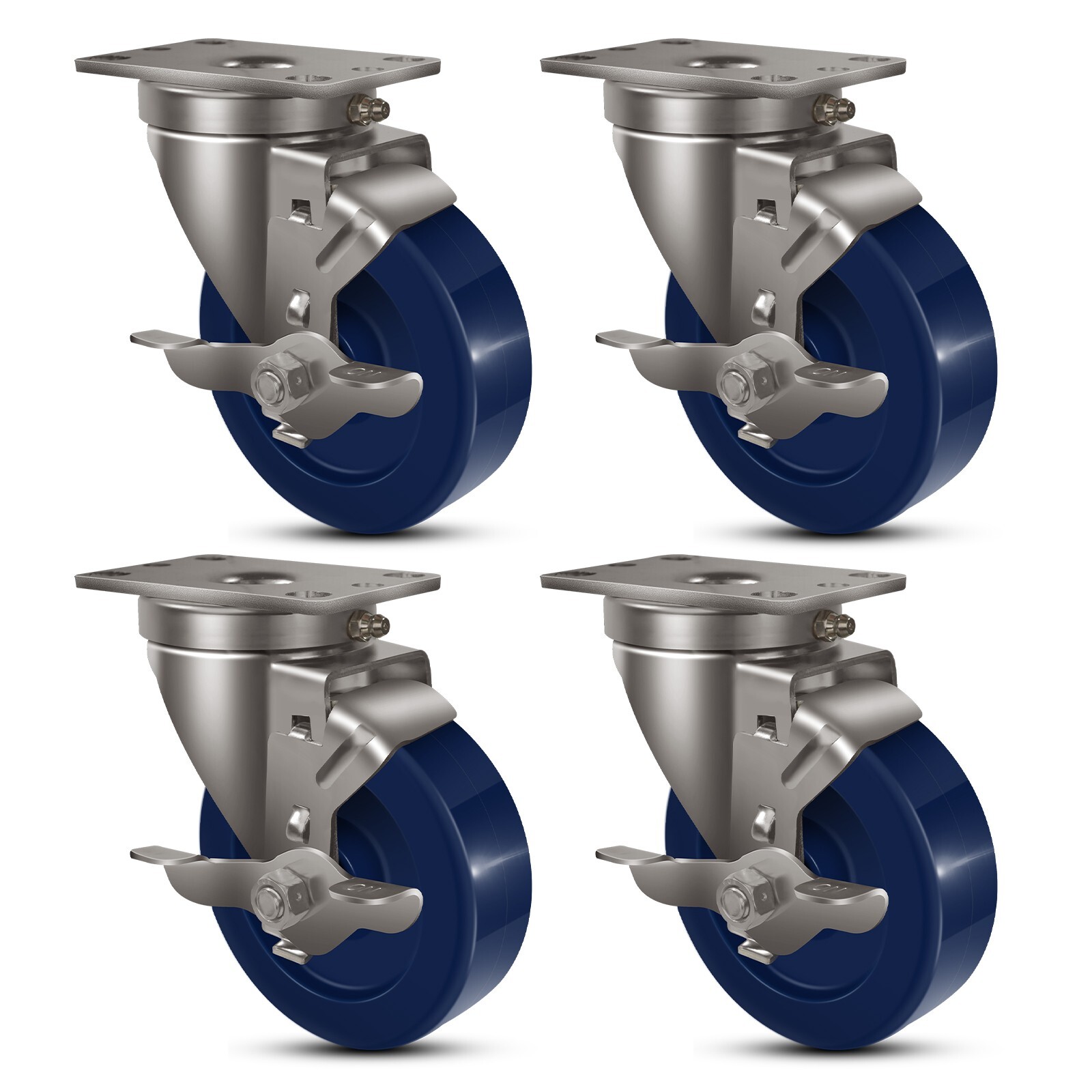 4" Stainless Steel Casters，Heavy Duty Industrial Casters， Load Capacity 1800 lbs