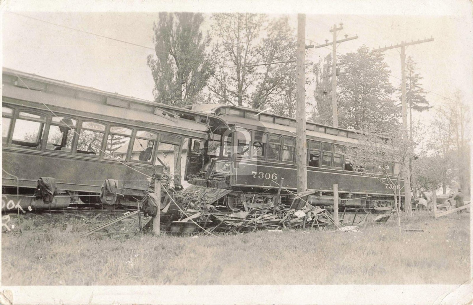 Railroad Train Wreck, St. Clair Flats MI Michigan #1 RPPC Photo Postcard COPY