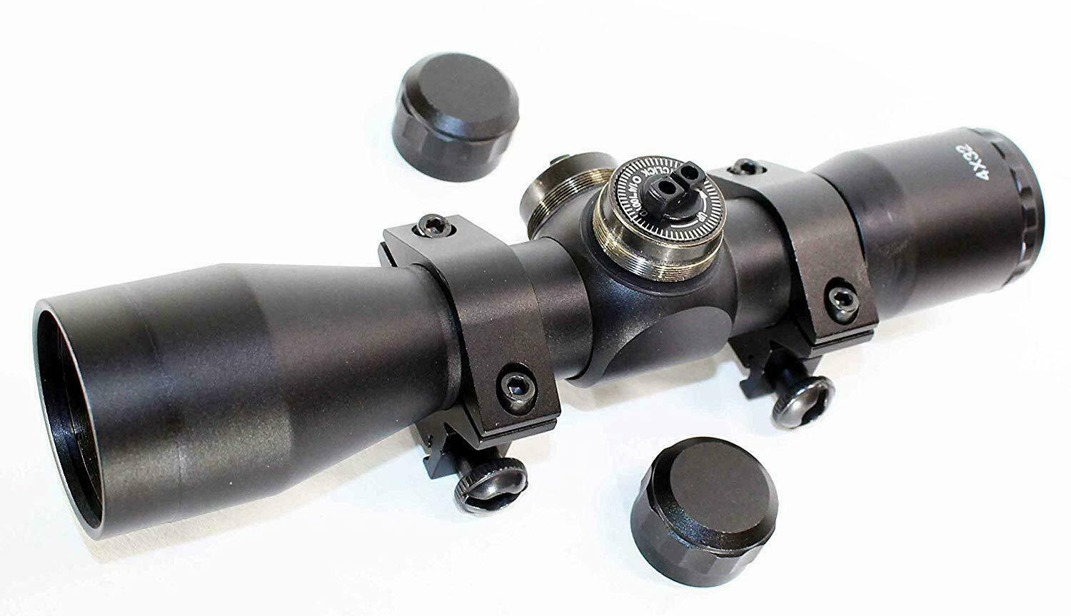 Ruger 10/22 Combo Kit With 4x32 Rifle Scope Rings Rail Mount mil dot reticle blk
