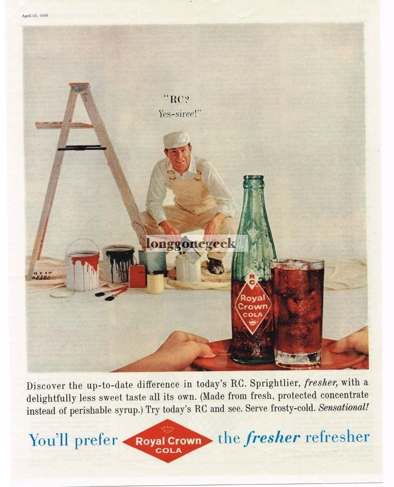 1959 RC Royal Crown Cola Man House Painter Vintage Print Ad