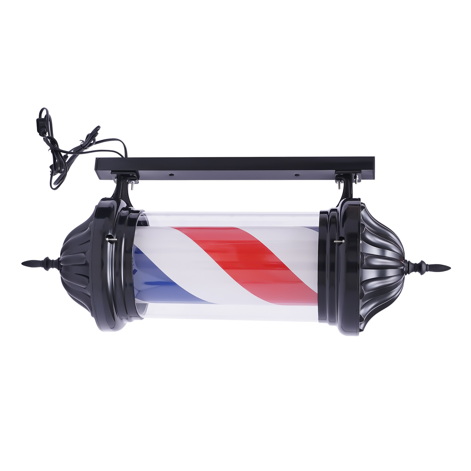 Barber Pole LED Light Red White Blue Rotating Stripes Metal Hair Salon Shop Sign