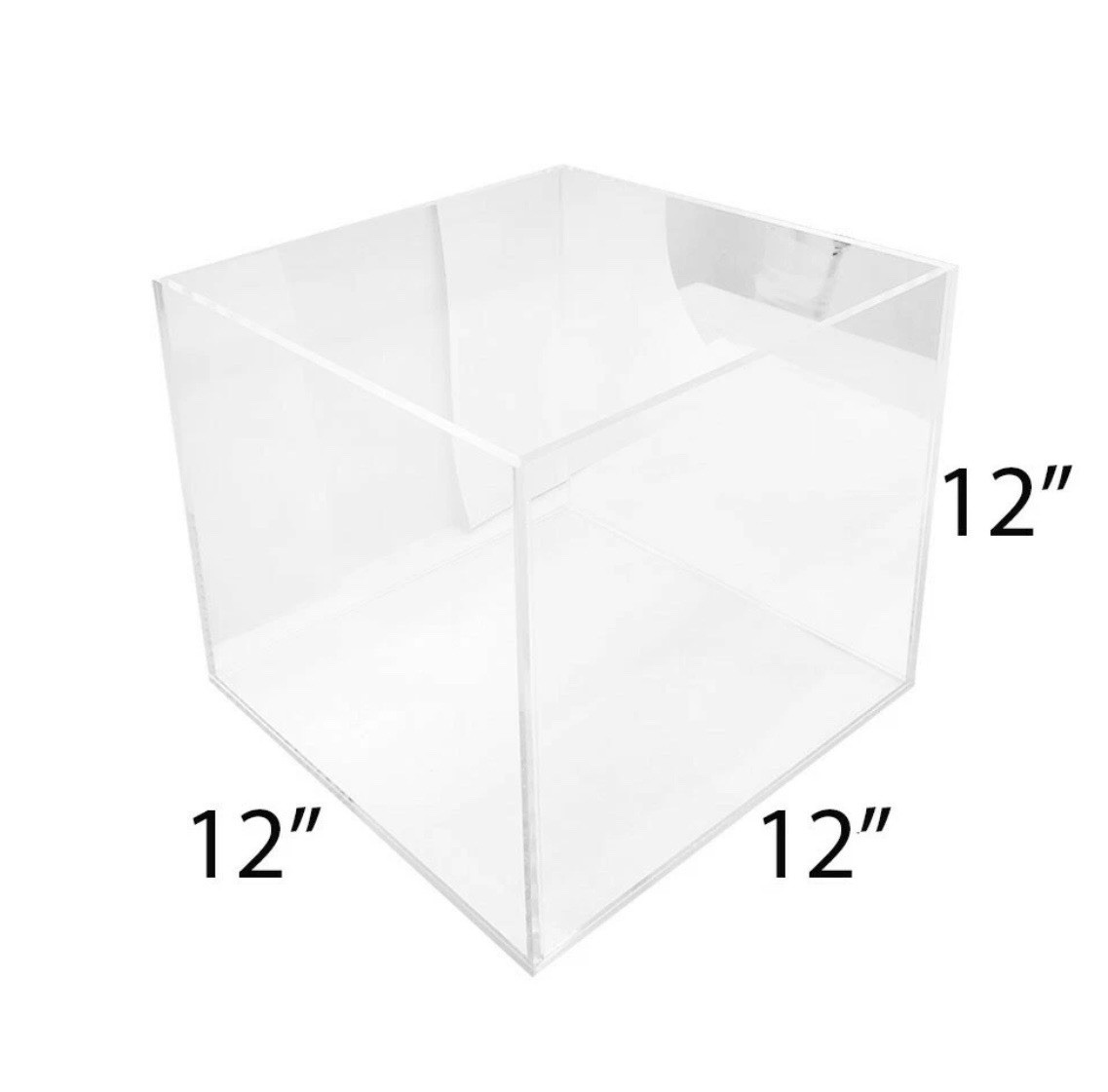12" x 12" x 12" Clear Acrylic Cube Display Box Bin Stand 5 Sided Plexiglass