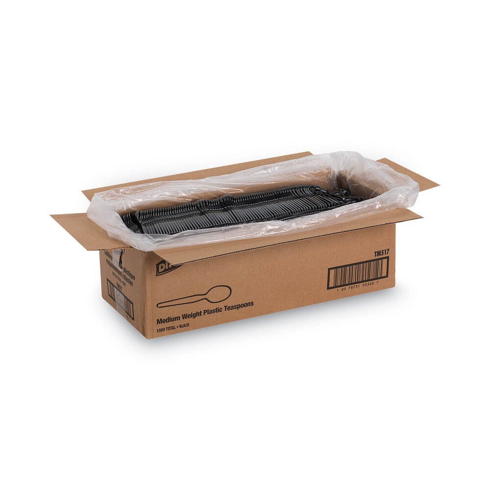 Dixie TM517 Heavy Mediumweight Plastic Cutlery Teaspoons - Black (1000/Ct) New