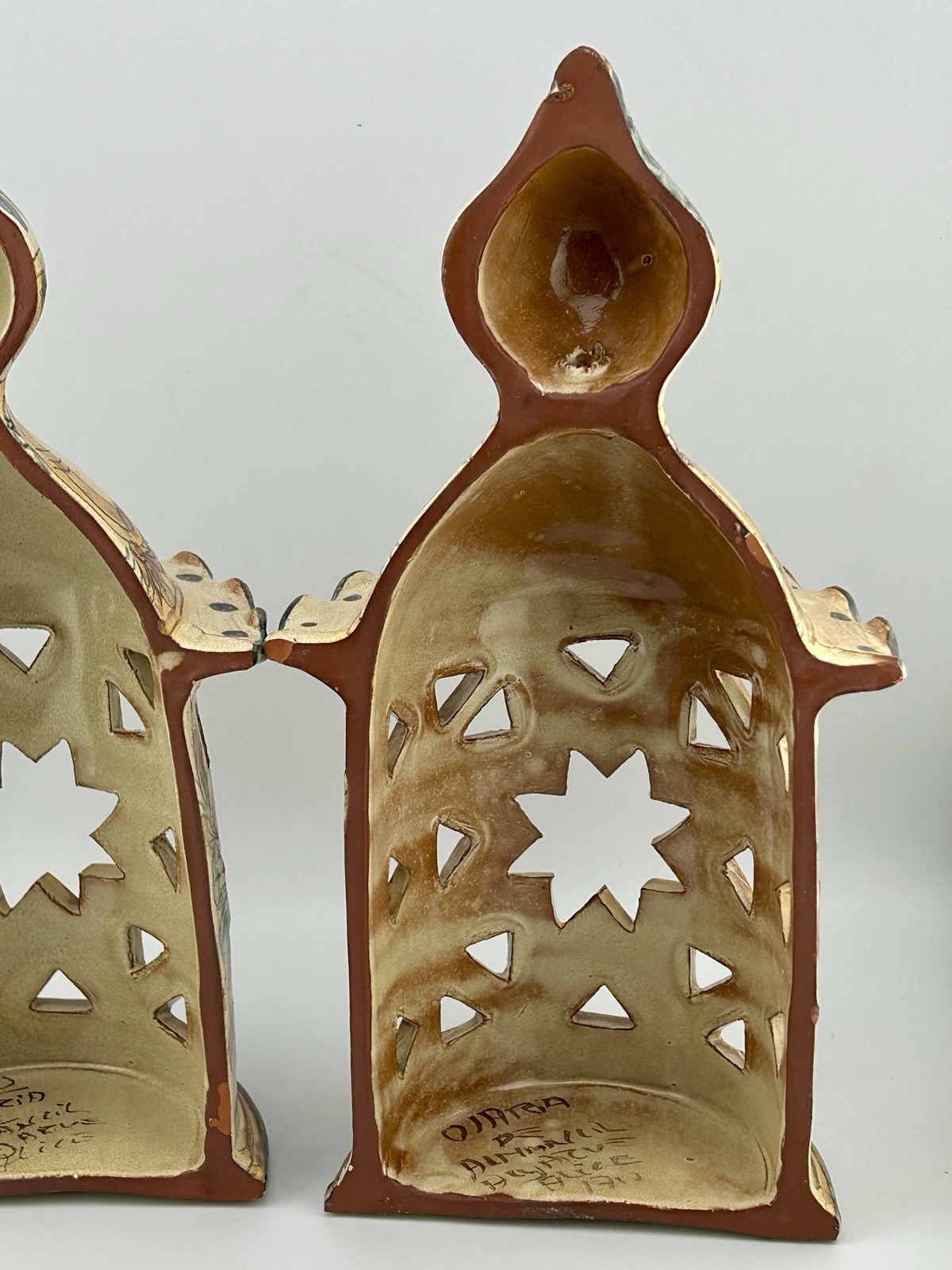 Vintage Portuguese Algarve Olaria de Almancil Pierced Ceramic Wall Lantern Alice