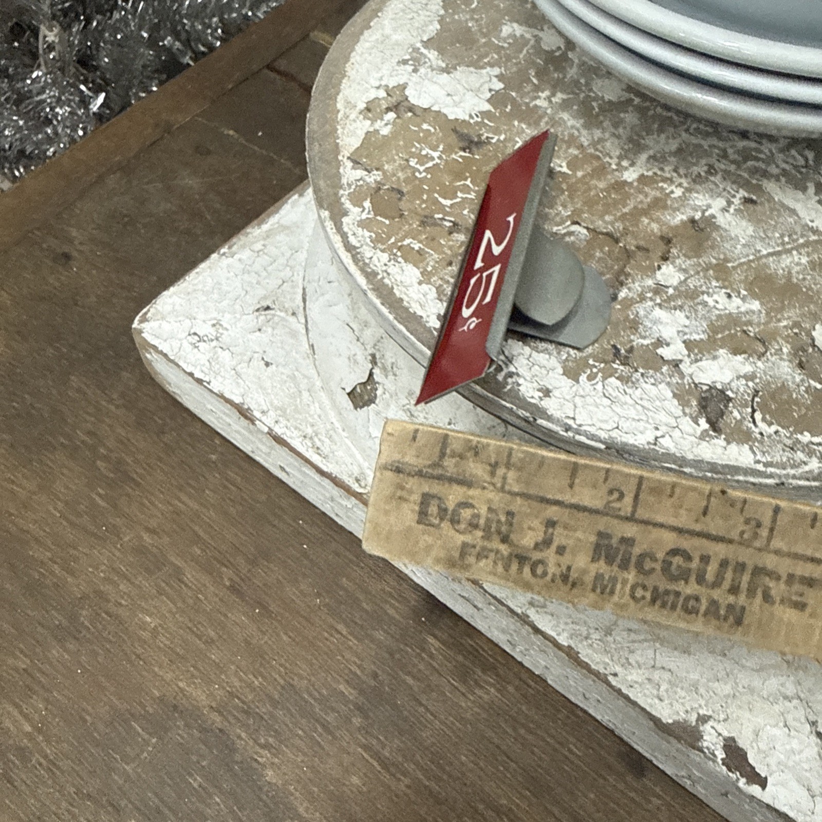 Vintage Metal Price Tag Holder: General Store Display Red #25