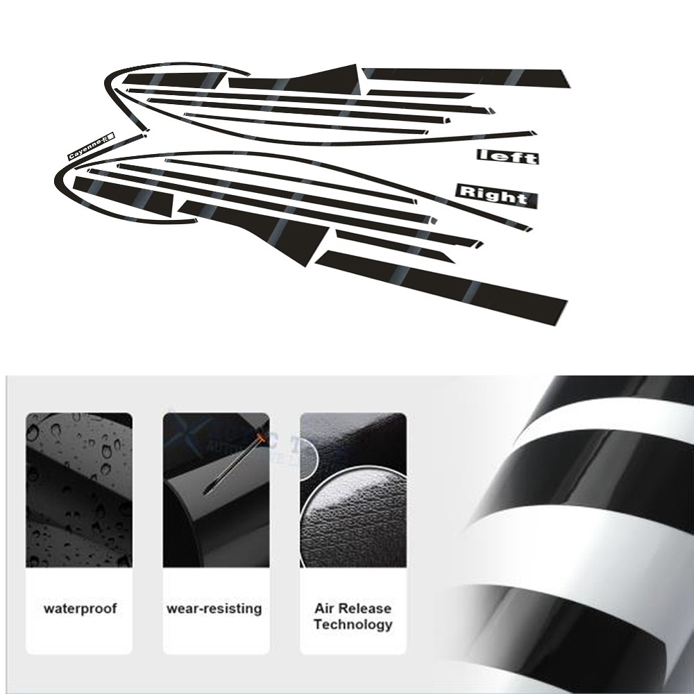 Glossy Black Chrome Delete Window Trims For Porsche Cayenne 2010-2016