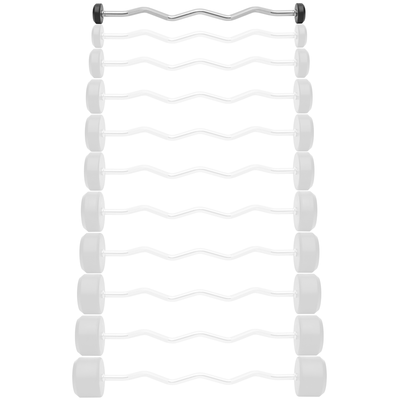 Rubber Fixed Barbell, Pre-Loaded Weight EZ Curl Bar for Weightlifting