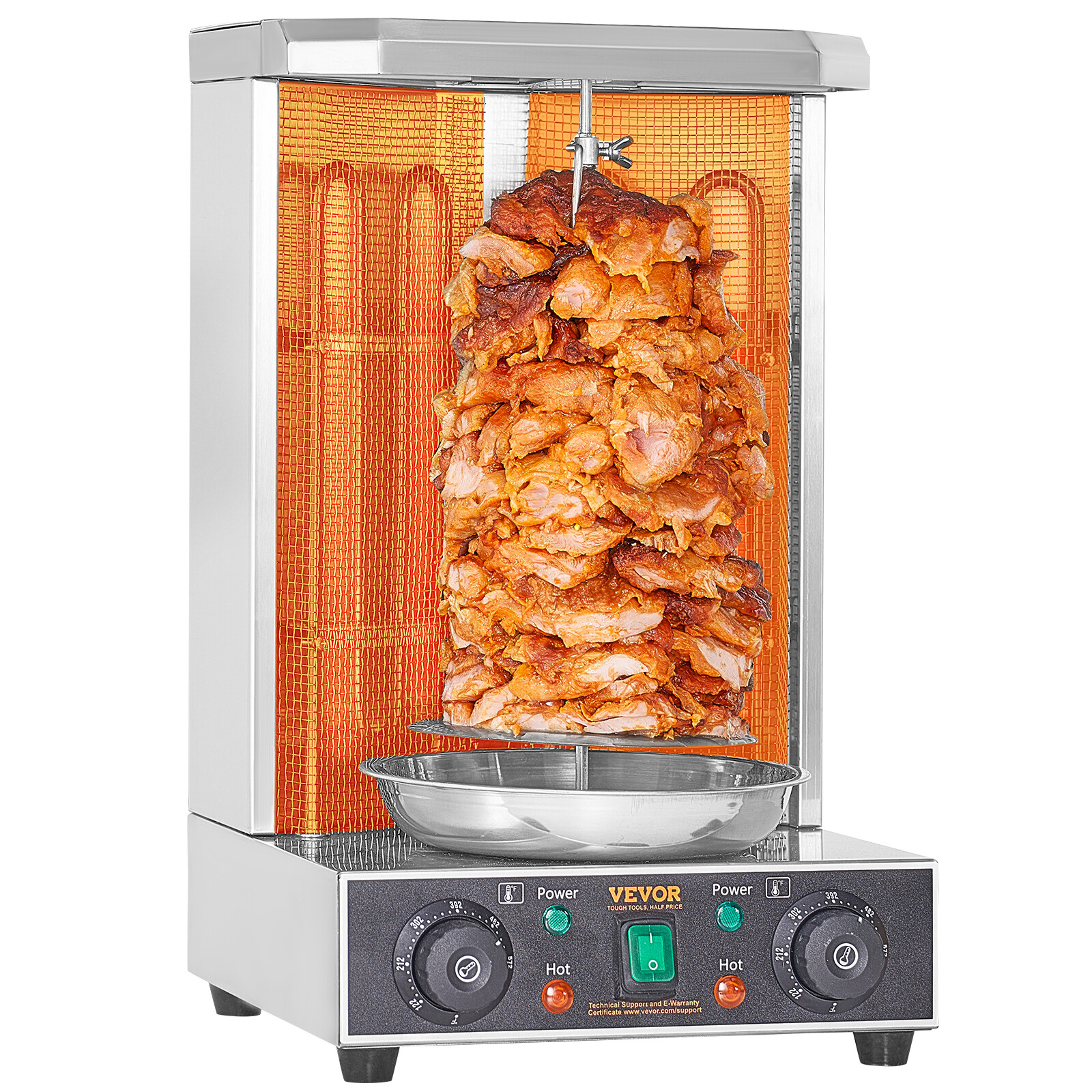 VEVOR Stainless Steel Shawarma Grill Machine Vertical Gyro Rotisserie Doner