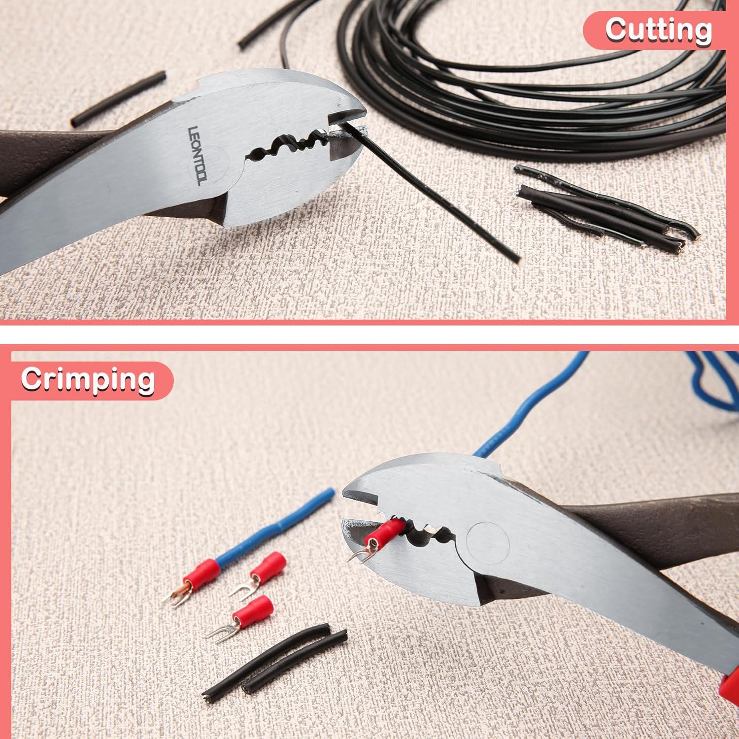 Electrician's Terminal Crimp Pliers with Cutter Wire Crimping Tools Electrical