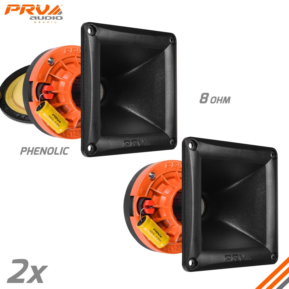 2x PRV Audio WG270Ph Compact Phenolic 2" VC Compression Driver + Horn 300 Watts