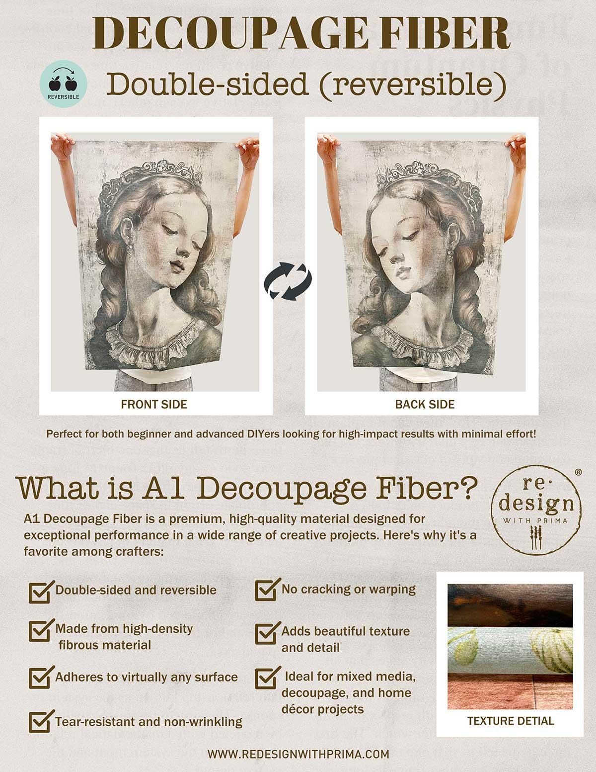 Willowmist Meadow | A3 Fiber Decoupage Paper | Redesign with Prima