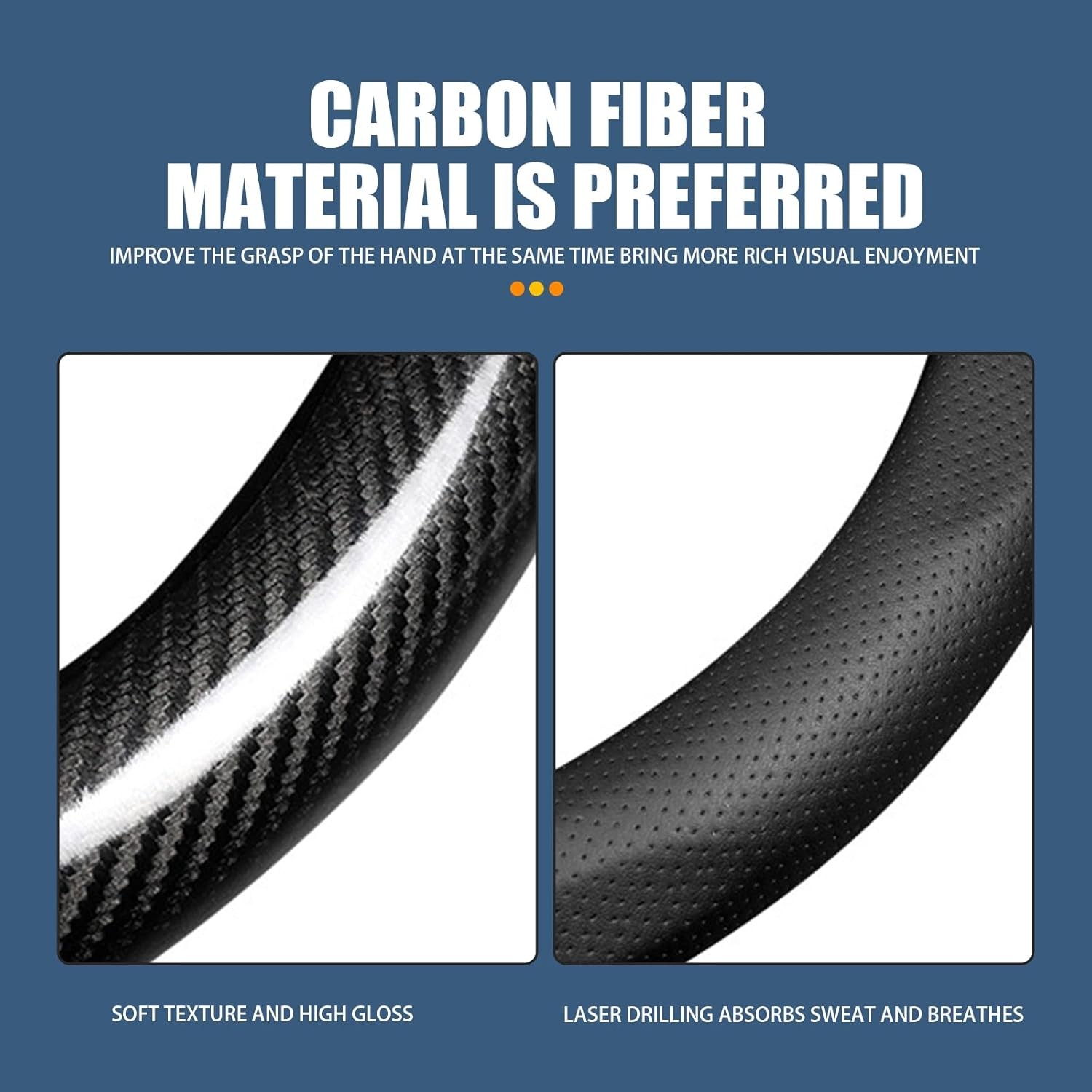 Black Carbon Fiber Steering Wheel Cover For Toyota Camry 1998-2026 Accessories