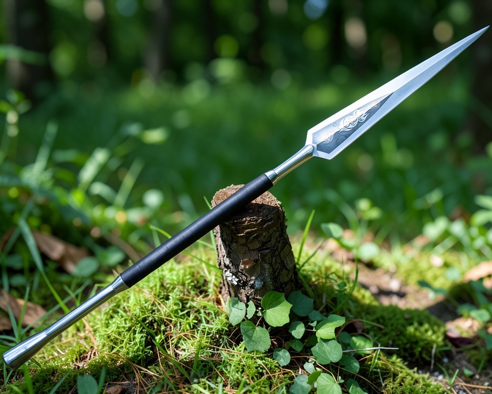 Historical Hand Forged Carbon Steel Spear Collectible Easter gift with sheath