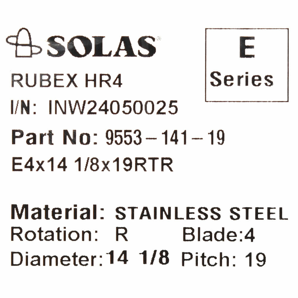 Solas Rubex HR4 Boat Propeller 9553-141-19 | RH 14 1/8 x 19P SS