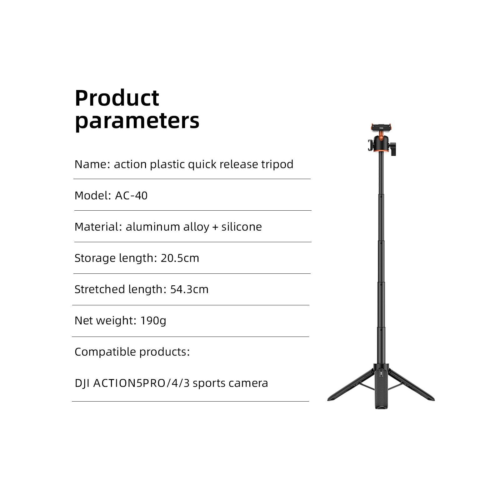 Camolo Portable Selfie Stick Handheld Tripod Stand For DJI Osmo Action 6/5/4 US