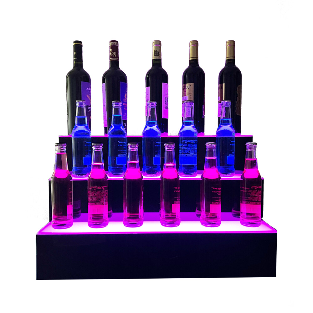 31"MultiColor LED Lighted Liquor Bottle Display 3 Tier for Home Commercial Bar