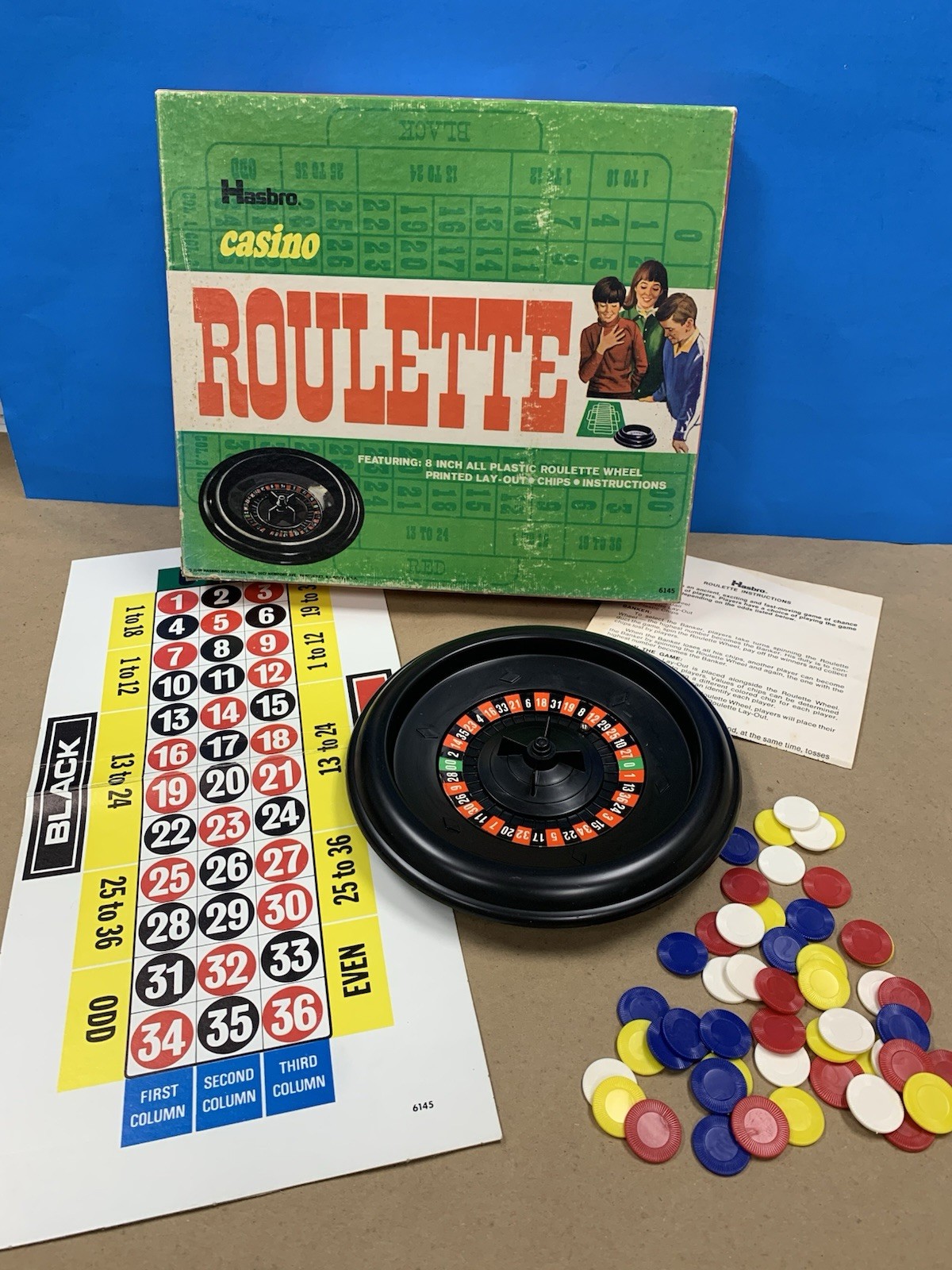 Vintage 1969 Hasbro Casino Roulette Board Game #6145 Complete Original