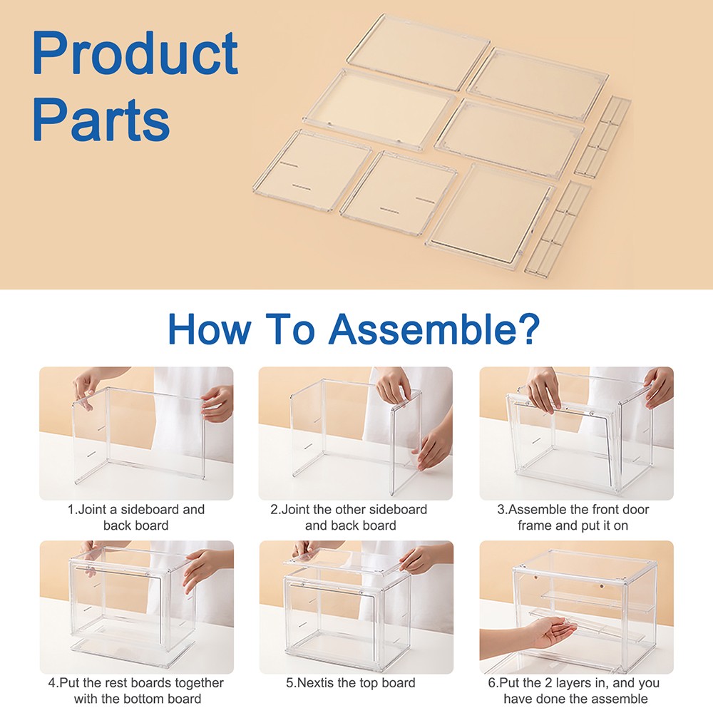 2X Clear Acrylic 3 Tier Figure Display Case with 2 Movable Plates Stackable Show