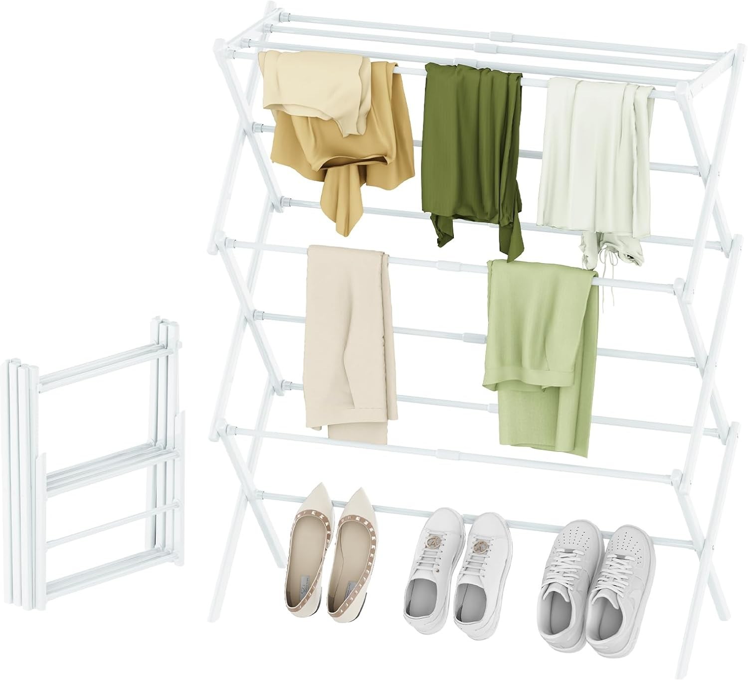 Deluxe Foldable 3-Tier Drying Rack - Portable & Anti-Rust Clothes Organizer