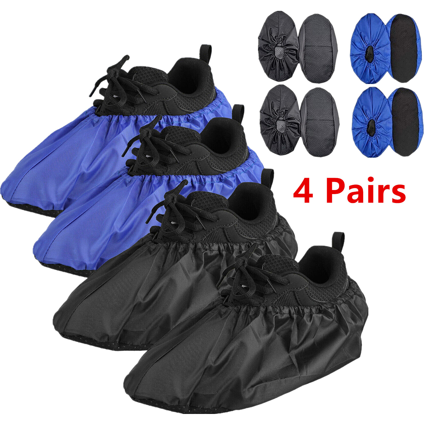 4 Pairs Waterproof Anti slip Washable Reusable Boots Cover Indoor Shoe Covers