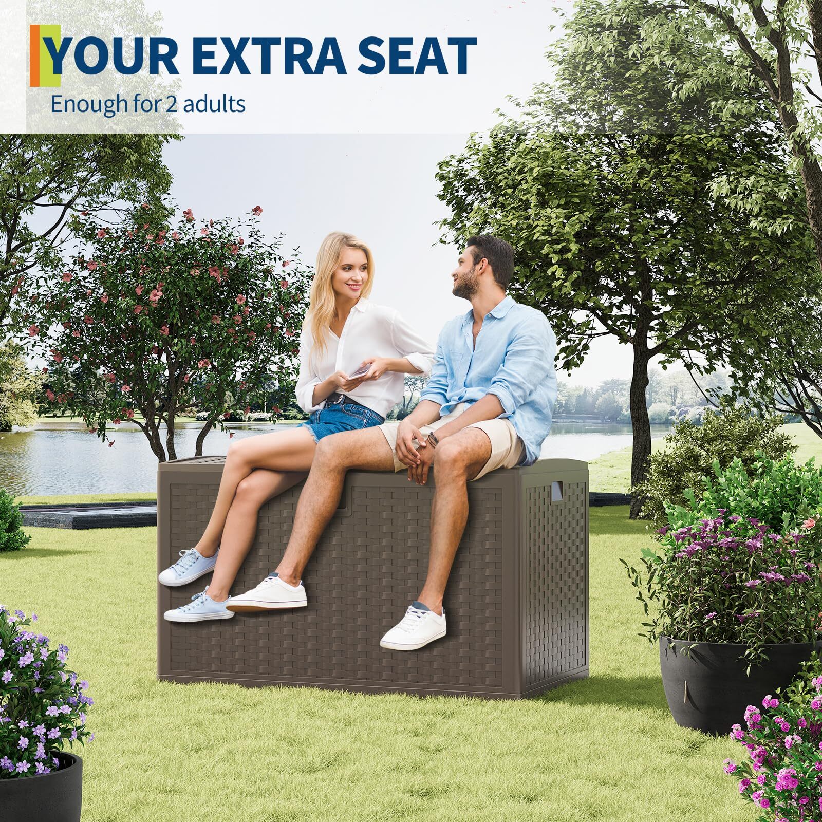 120 Gallon Outdoor Storage Container Deck Storage Container Patio Garden Box