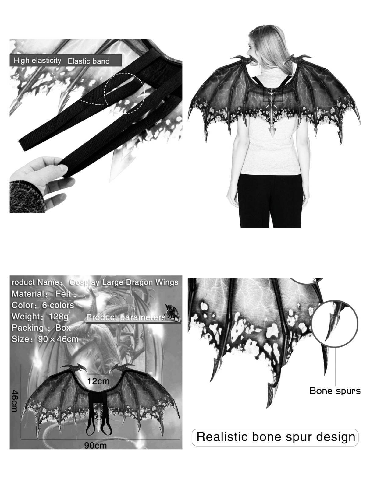 Dragon Wings Halloween Cosplay Mardi Gras Costume Party Carnival Props Purple