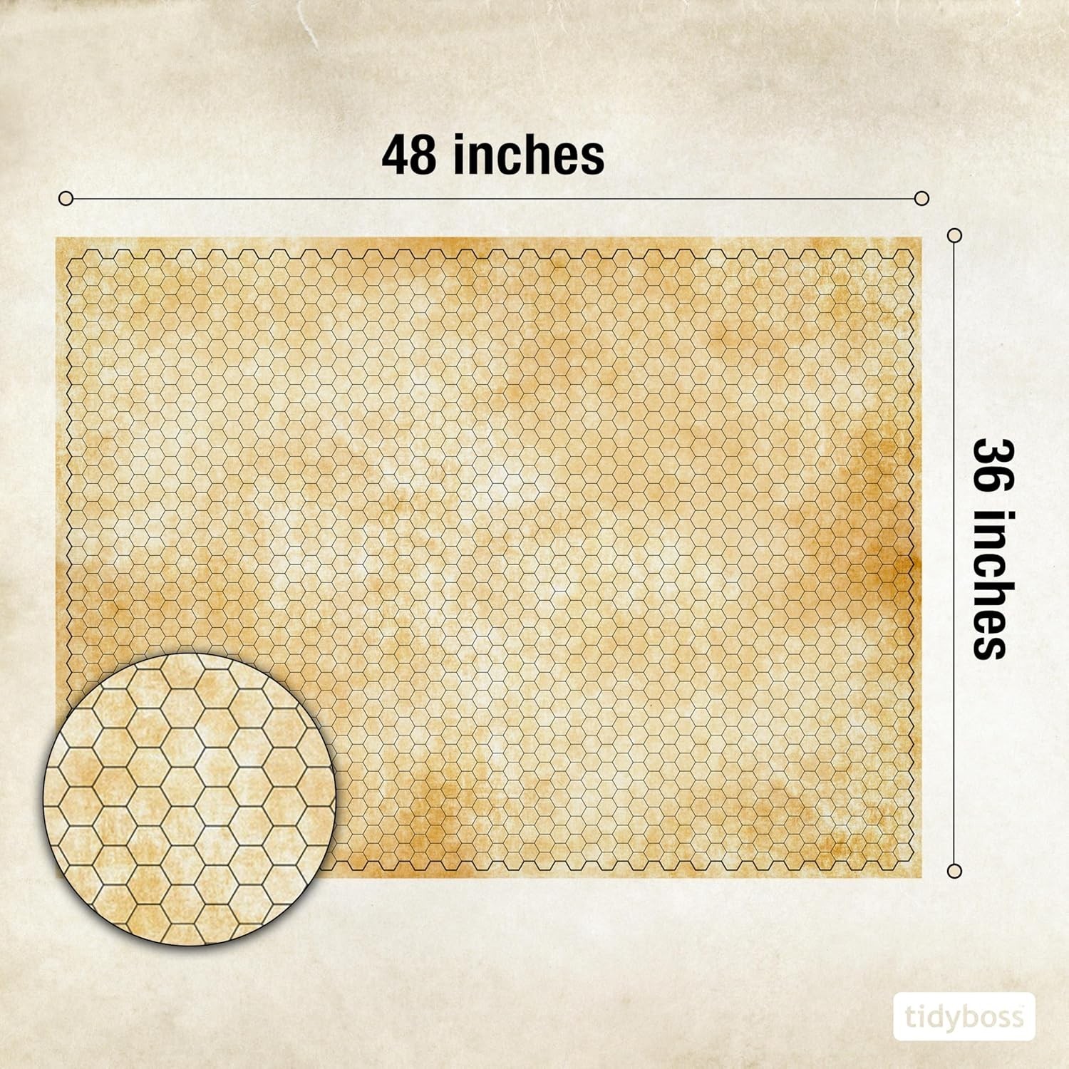 36" X48" Large DND Map | Dry Erase Battle Map | Double-Sided with Grids & Hexes