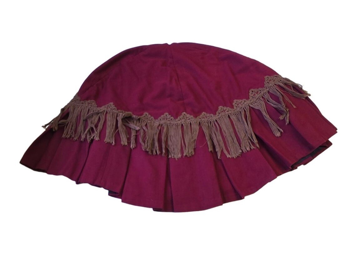 Victorian Burgundy Wool Capelet Fringe Cloak Steampunk Civil War Reenactment