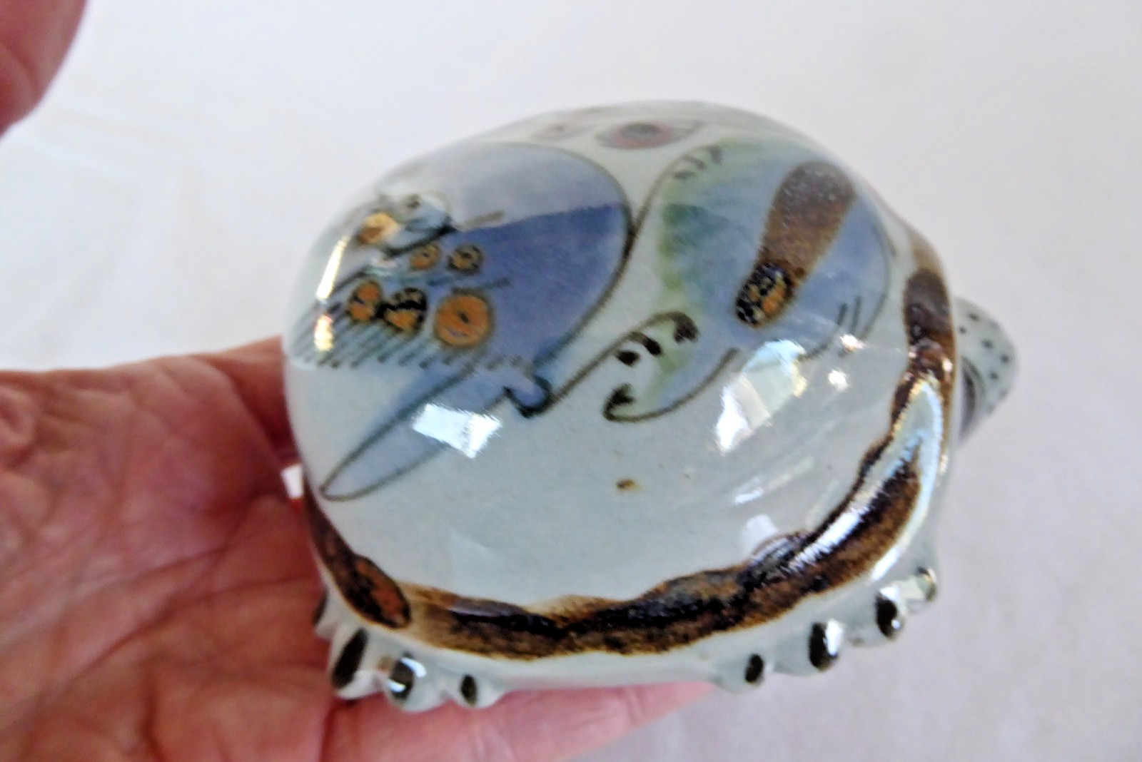 Fred & Barbara Meiers Vintage Hand Painted Ceramic Turtle Figurine Mexico KE 3.5