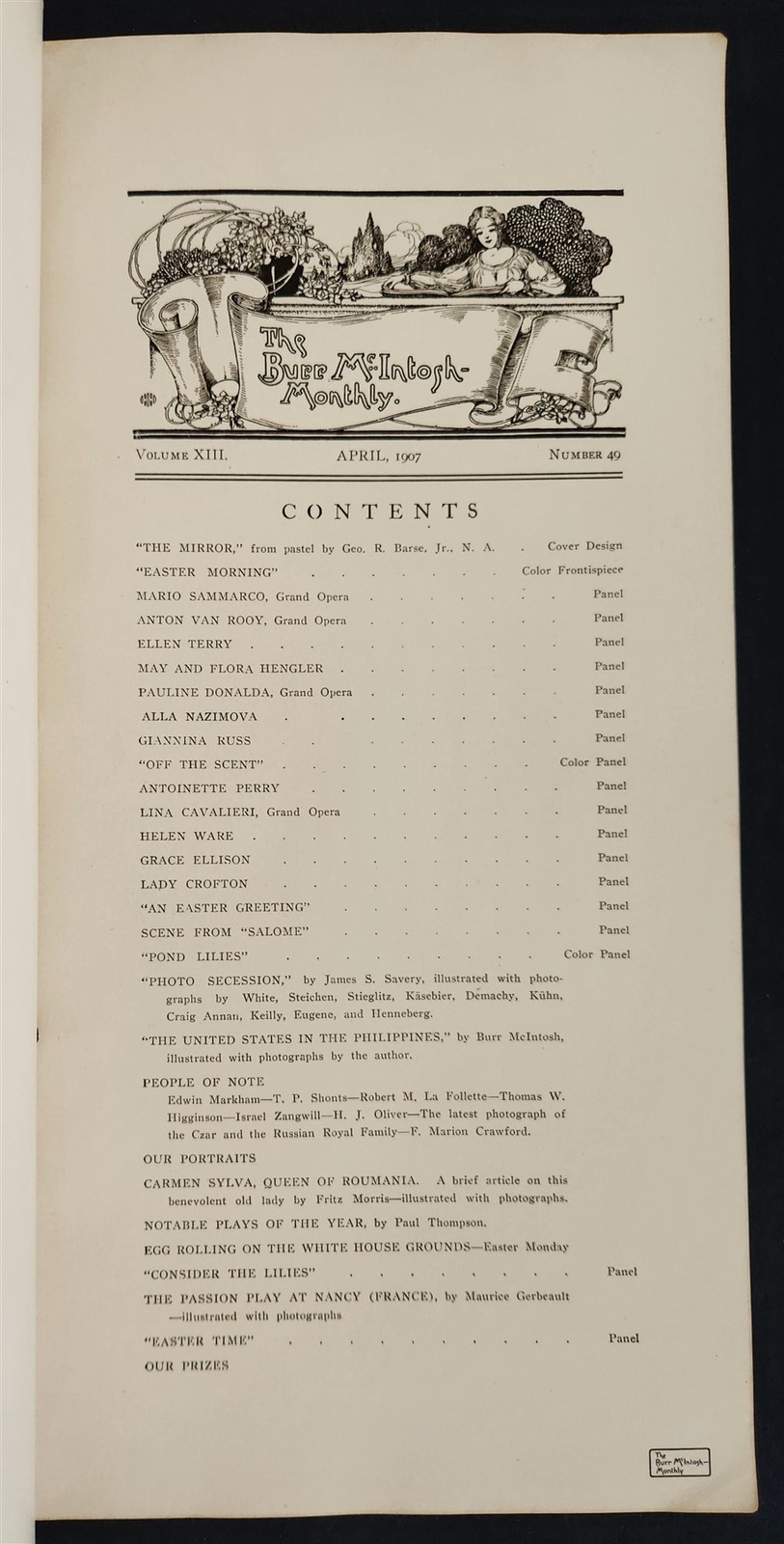 1907 APRIL antique BURR MCINTOSH MONTHLY MAGAZINE the EASTER ISSUE tiffany ad