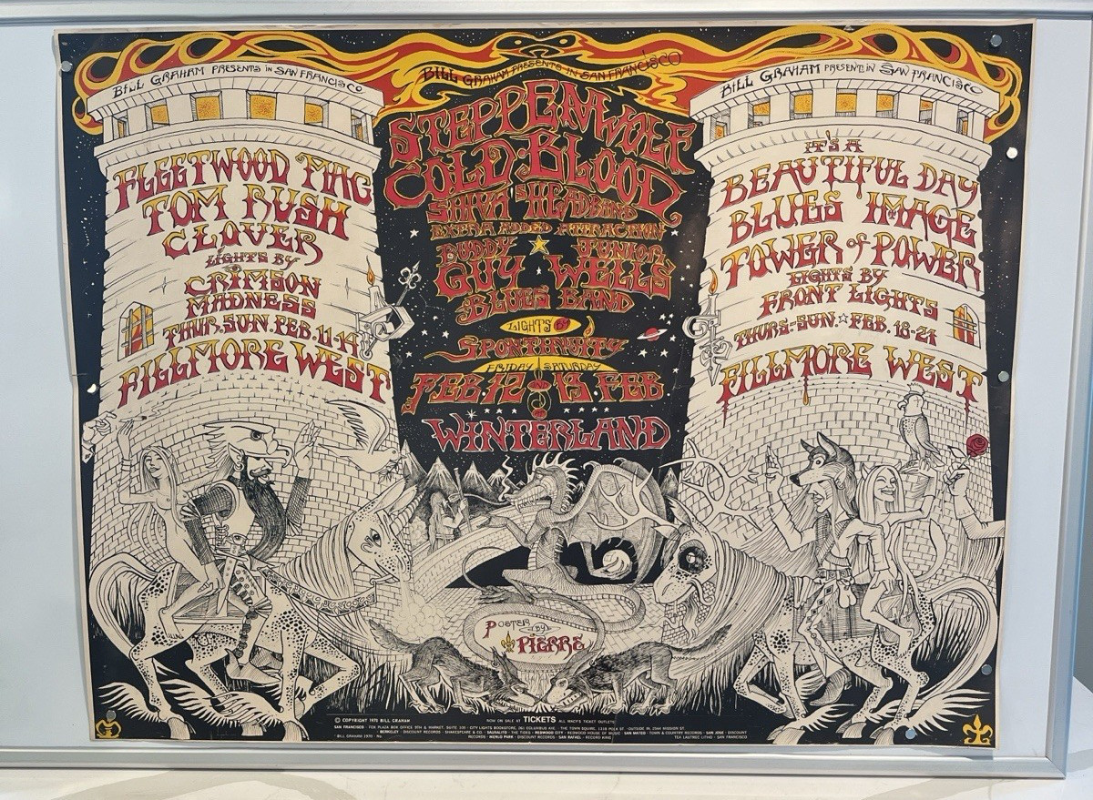FLEETWOOD MAC STEPPENWOLF FILLMORE concert poster 1970 BILL GRAHAM 21x28 BG270