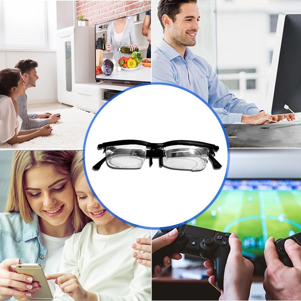 Dial Adjustable Glasses Variable Focus For Reading Distance Vision Eyeglasses