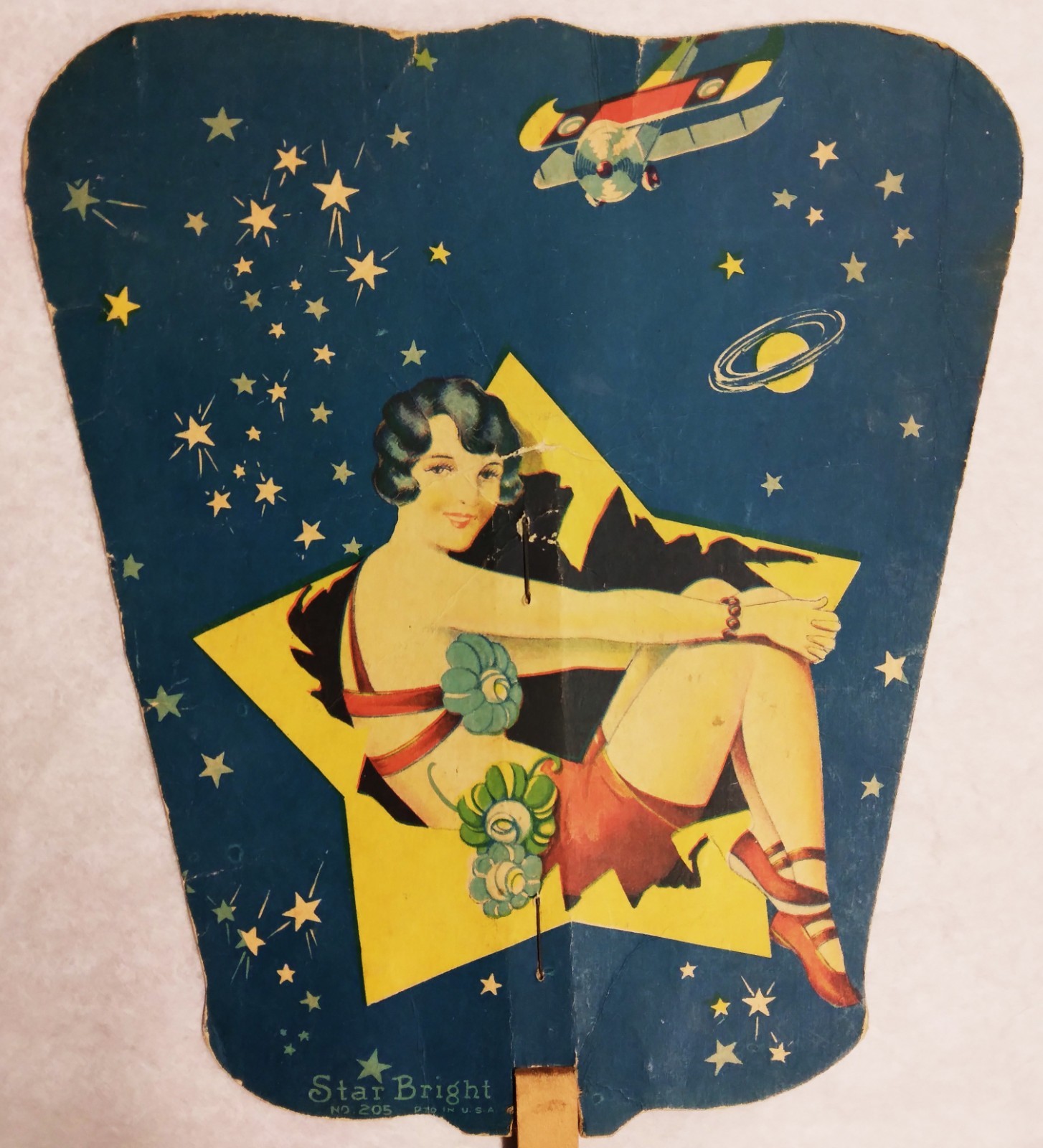 c1930 Haines the Shoe Wizard advertising fan, Star Bright