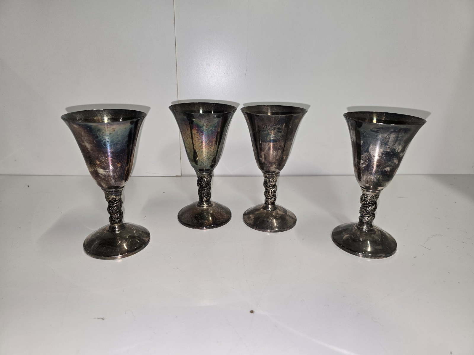 Set Of 4 Silver Plators Spanish Goblets Made In Spain