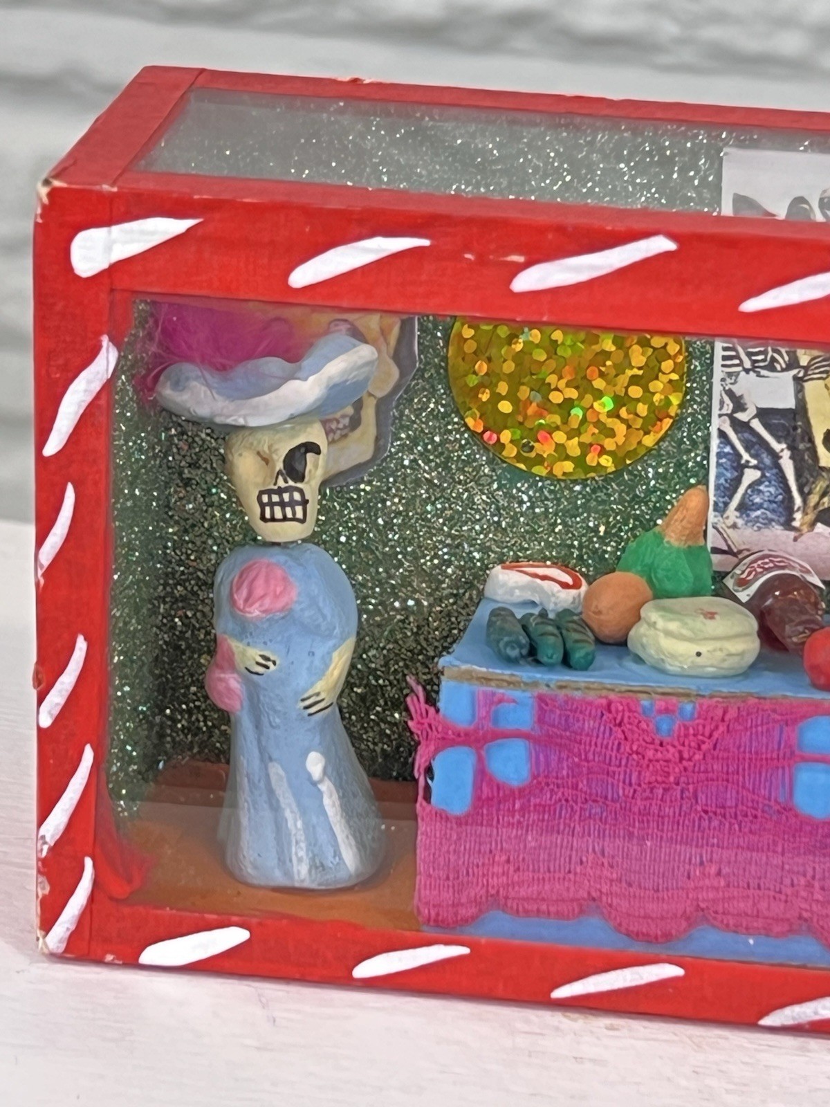 Mexican Day of the Dead Shadow Box Diorama Folk Art 2.5” by 6”