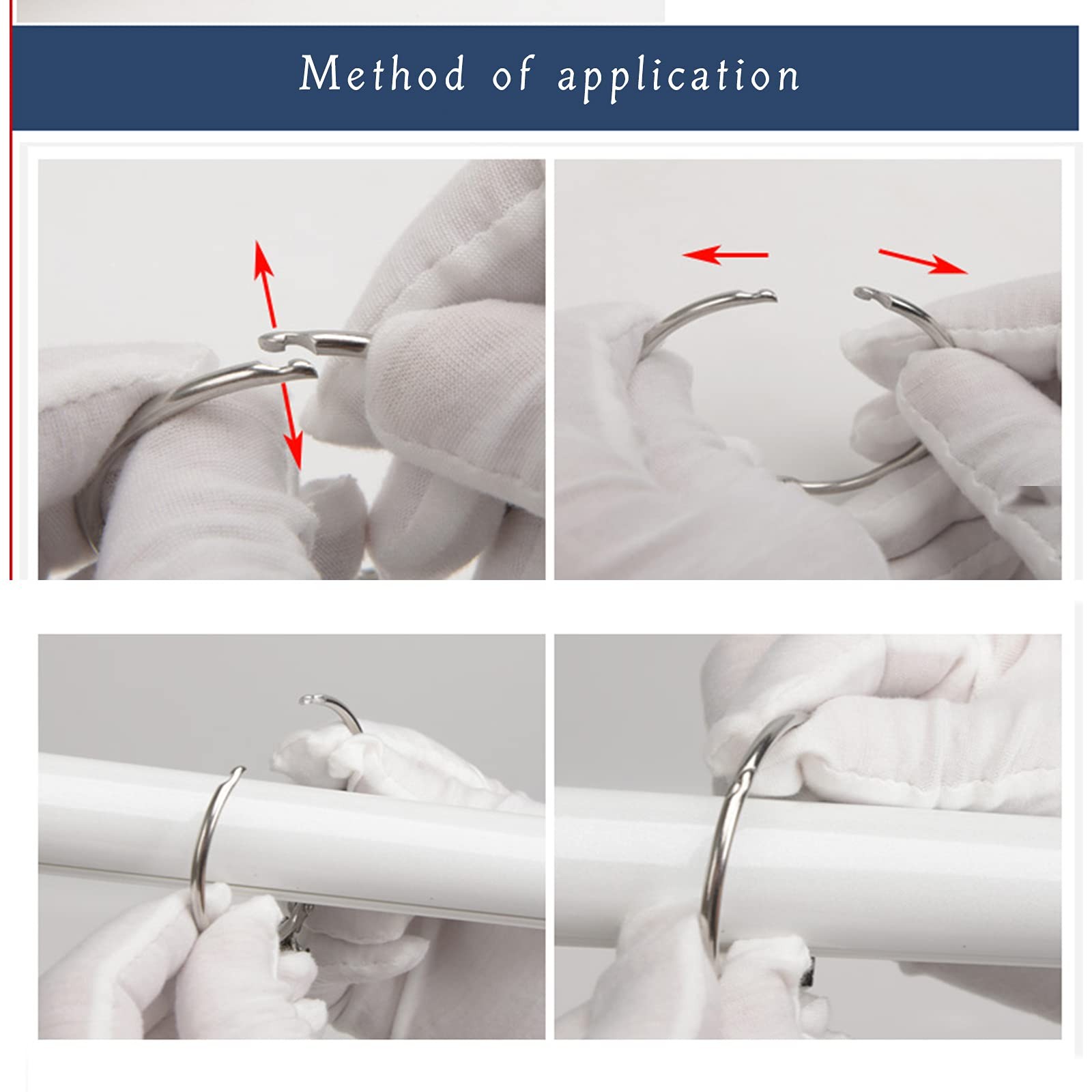 36pcs Shower Curtain Rings, 1.7" Rust-Proof Metal Round Shower Curtain Hooks ...