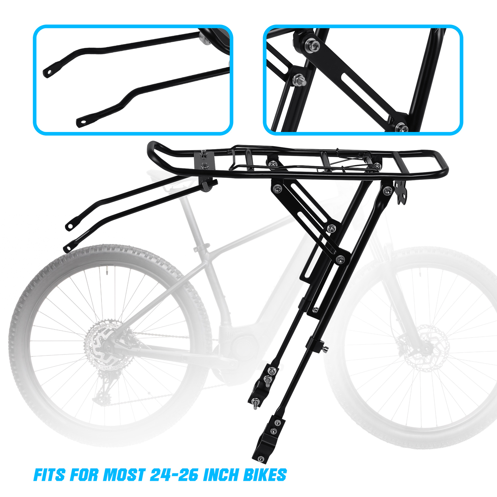 Rear Bike Rack Cargo Rack Alloy Luggage Carrier Bicycle 110 Lbs Capacity Holder