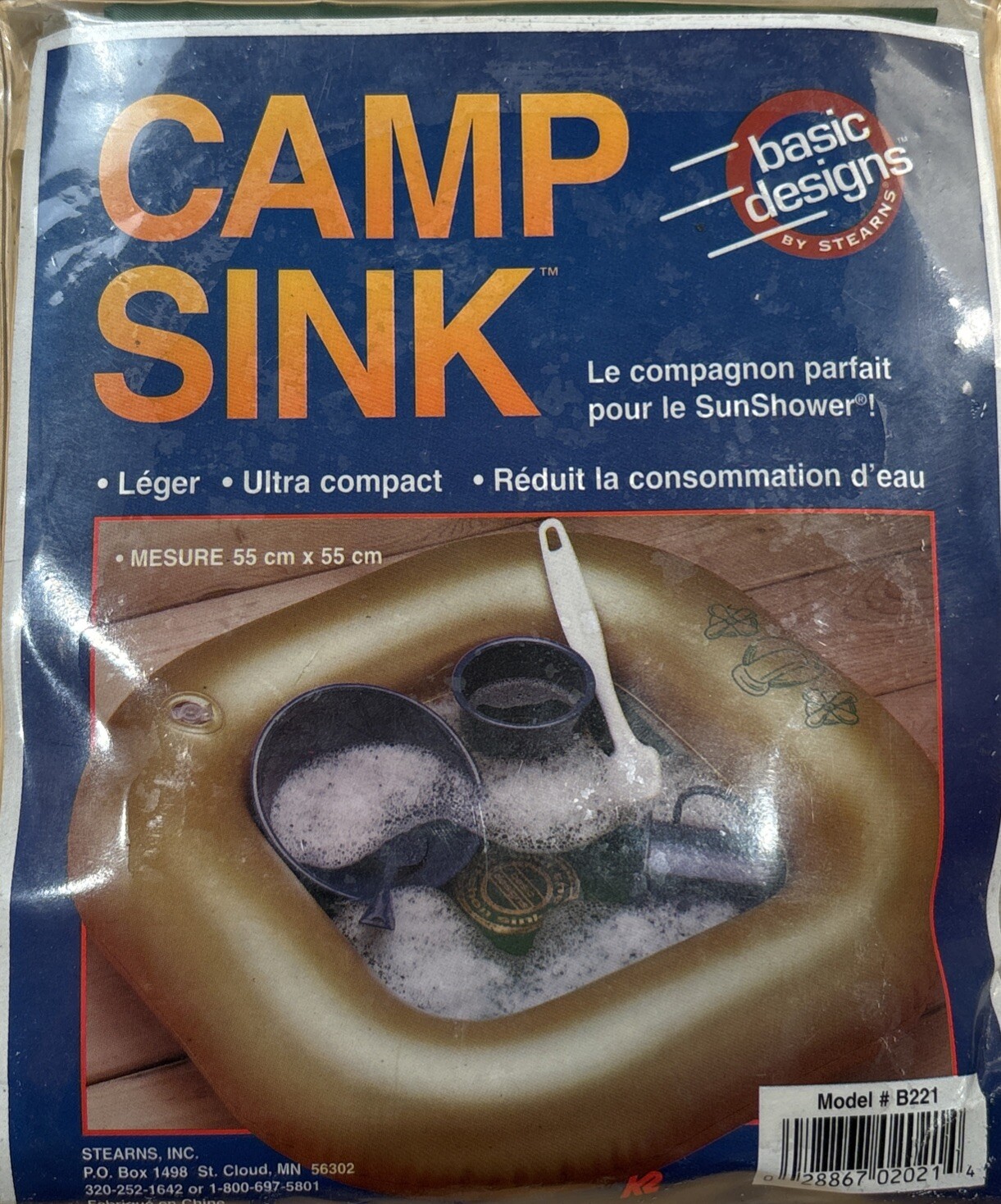 Basic Designs Inflatable Camping Sink Green 22x22 Lightweight Ultra Compact