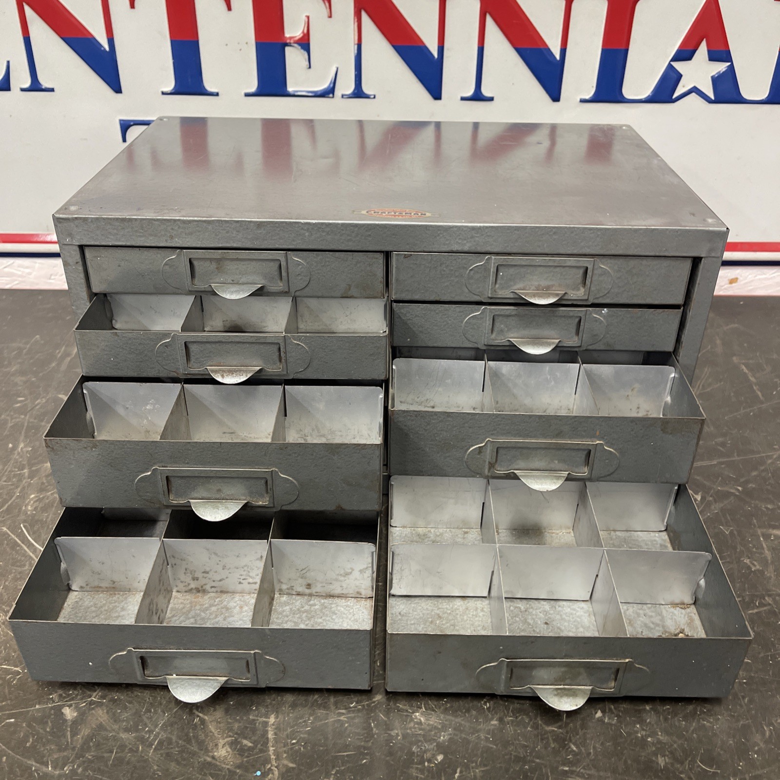 Vintage Craftsman Manufacturing Industrial Metal 8 Drawer Small Parts Cabinet