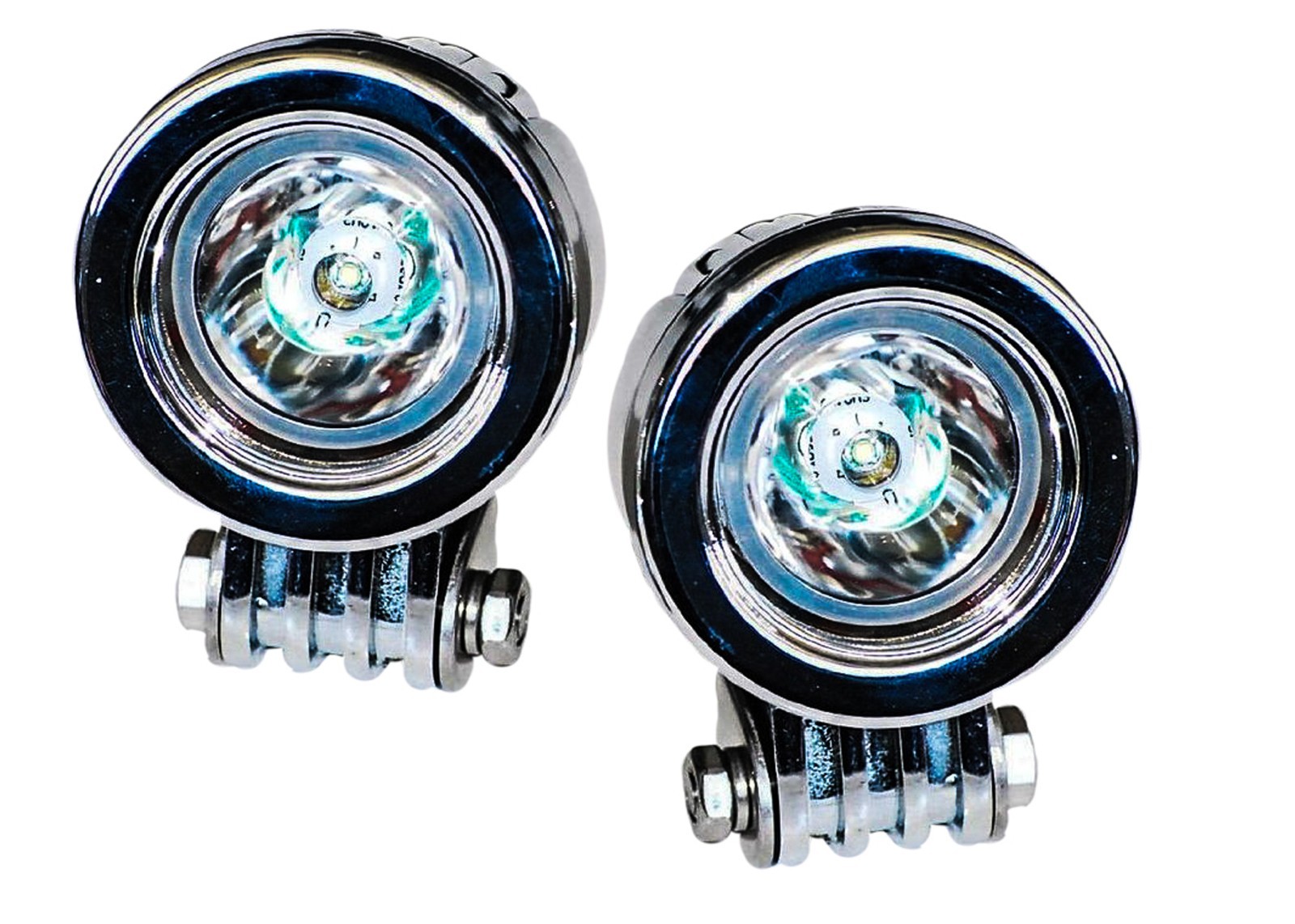 Chrome 20w LED lights spot motorcycle cruiser fog hid passing running white xl